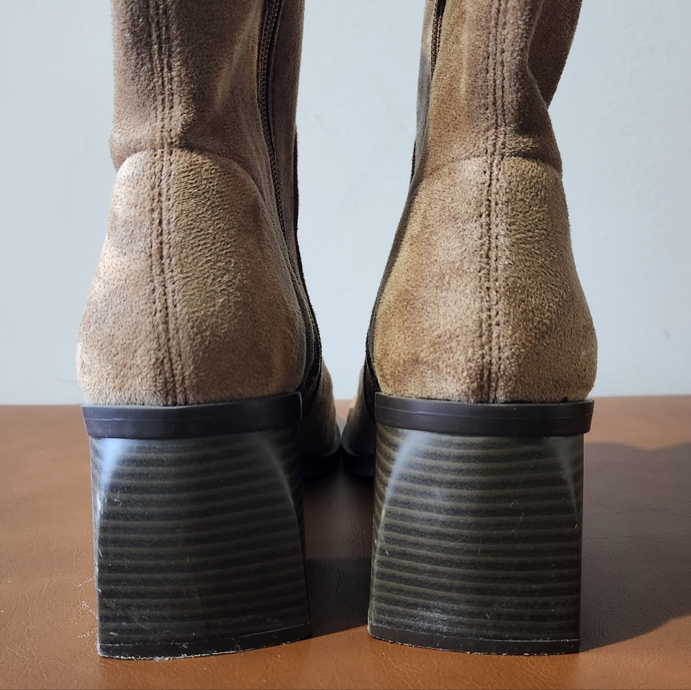 Anne Klein iFlex Astrid Mid Calf Zip Faux Suede Block Heel Boots Size 8 M - Picture 10 of 13
